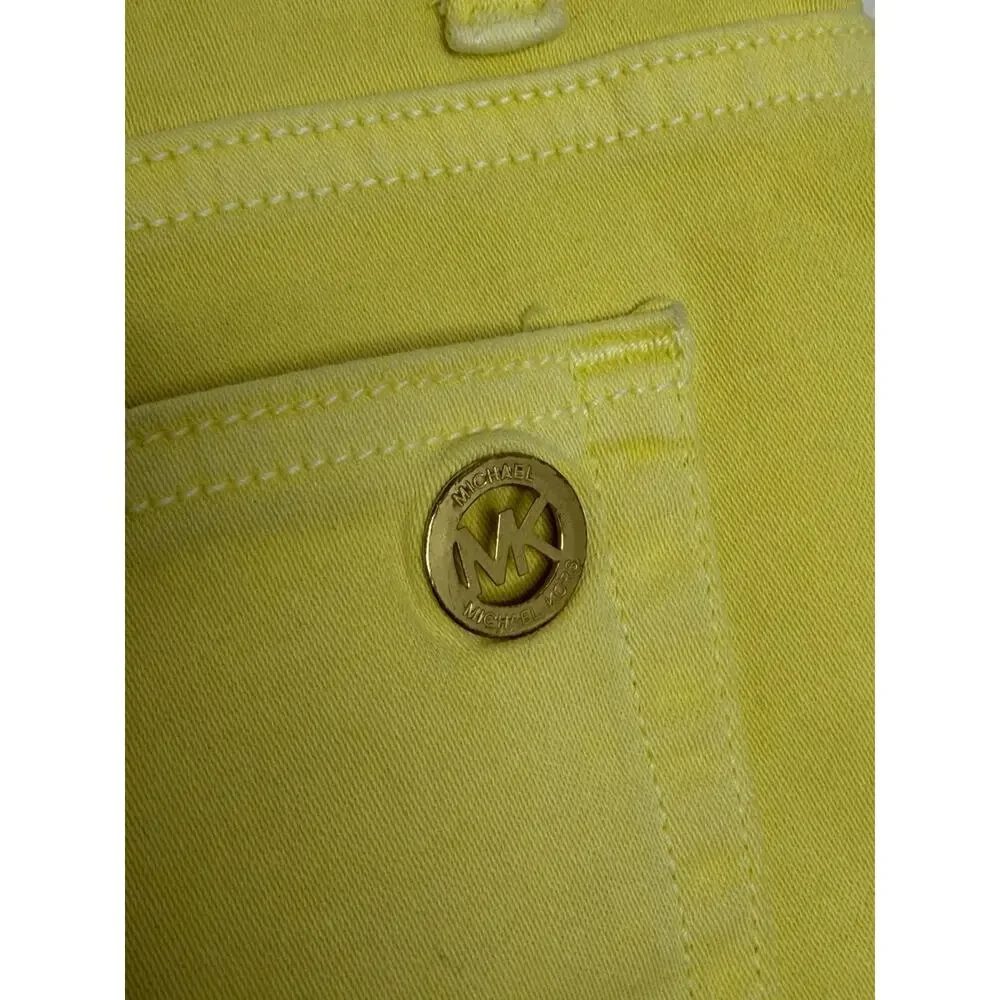 Michael Kors Womens Izzy Cropped Skinny Jeans Yellow Size 14